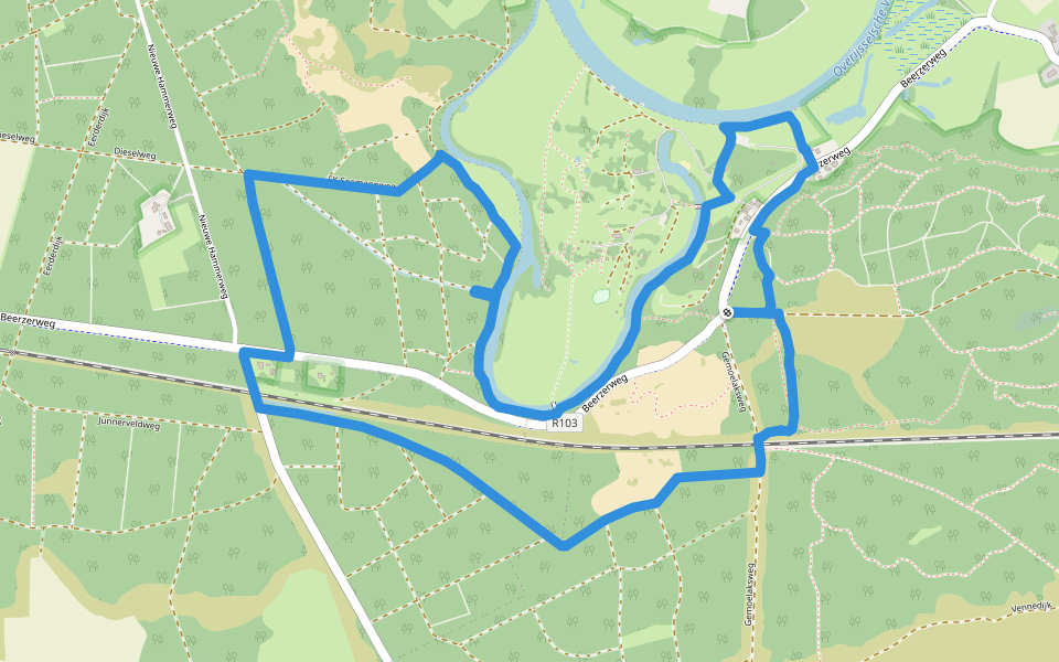 WNW Vechtdal -Beerzerzand - oranje route walking route map in Beerze
