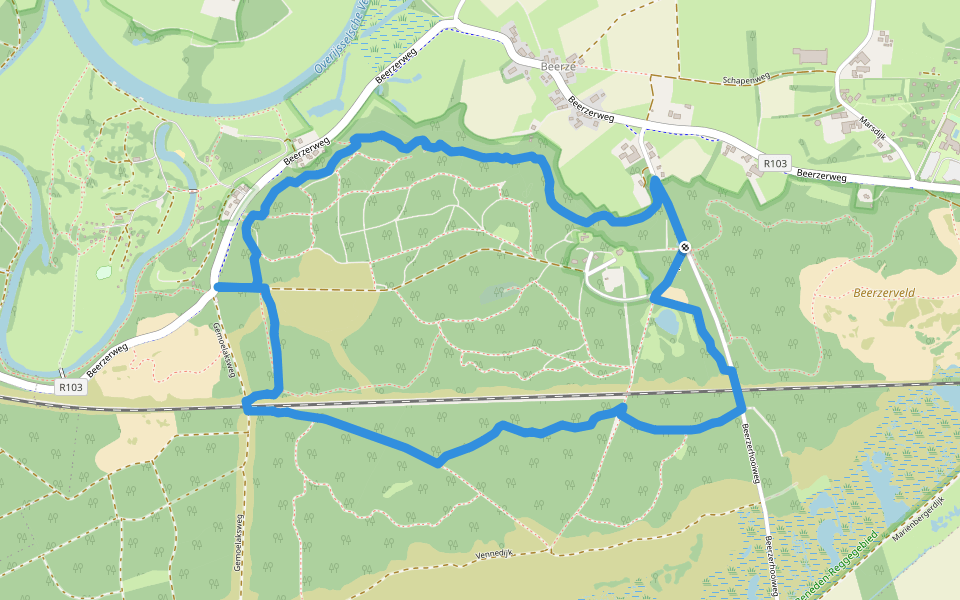 WNW Vechtdal - Beerzerpoort/Beerzerzand -blauwe route walking route map in Beerze