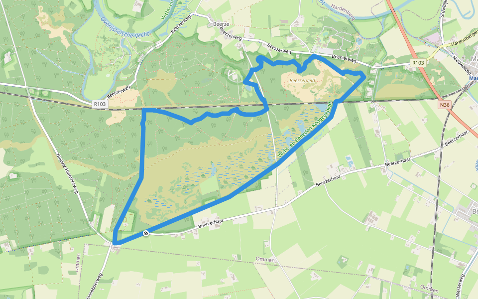 WNW Vechtdal -Berzerpoort - groene route walking route map in Beerzerveld