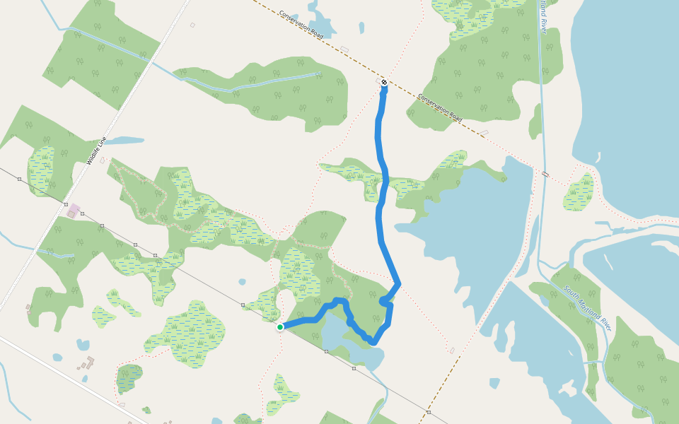 Hullett Marsh Green Trail walking route map in Clinton