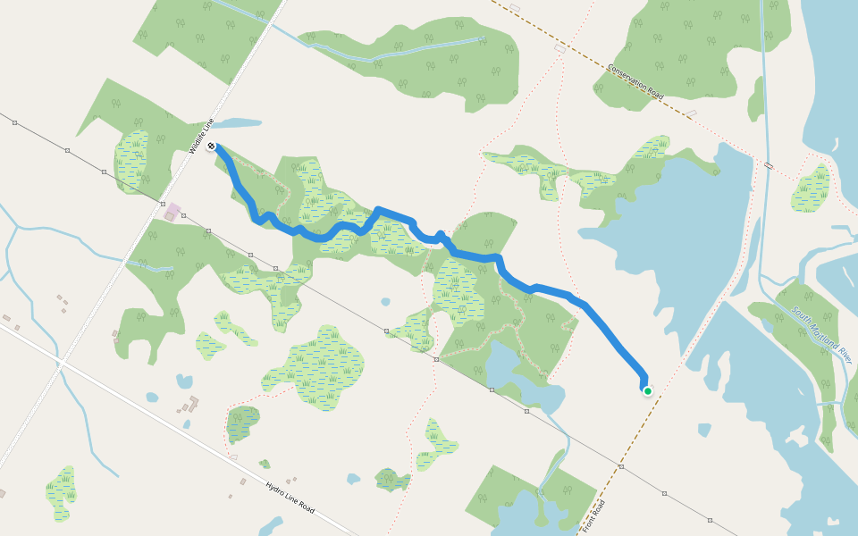 Hullet Marsh Blue Trail walking route map in Clinton