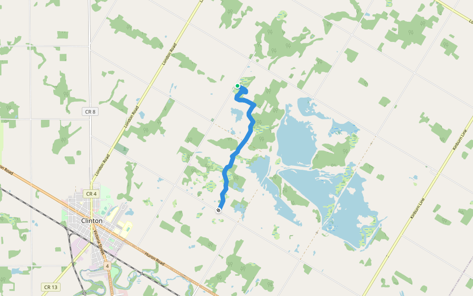 Hullett Marsh White Trail walking route map in Clinton