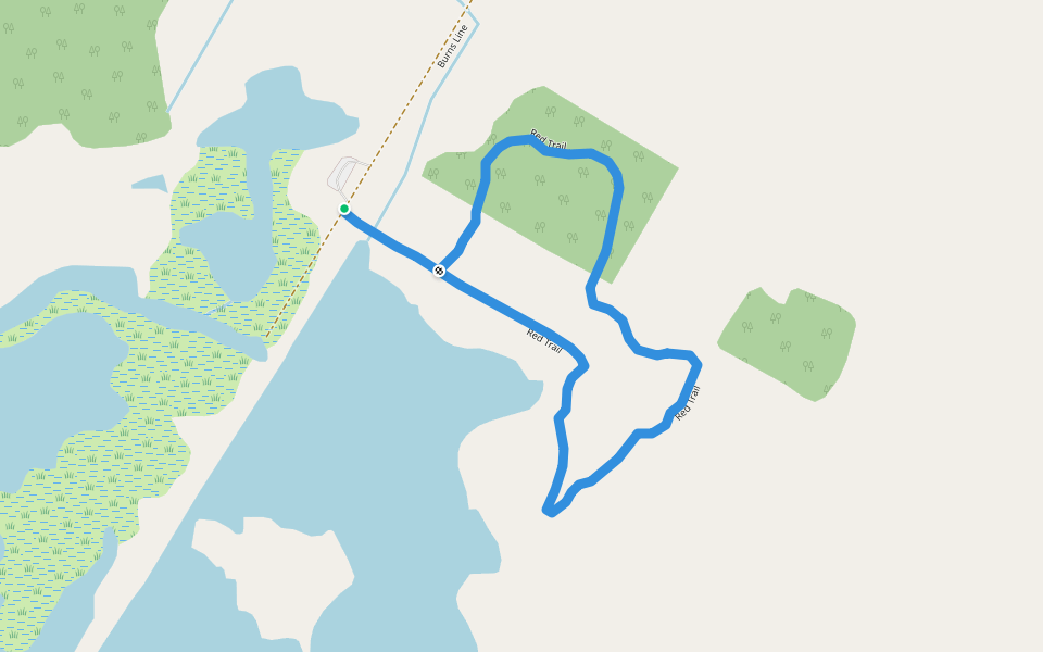 Hullett Marsh Red Trail walking route map in Clinton