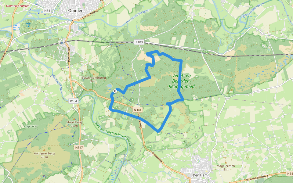 WNW Vechtdal -Eerde - groene route walking route map in Ommen