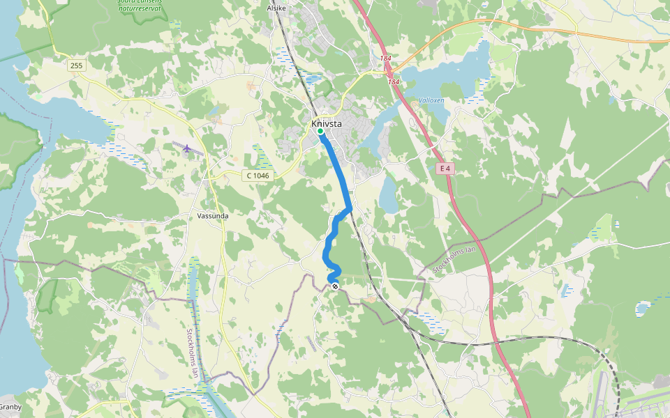 Upplandsleden walking route map in Knivsta