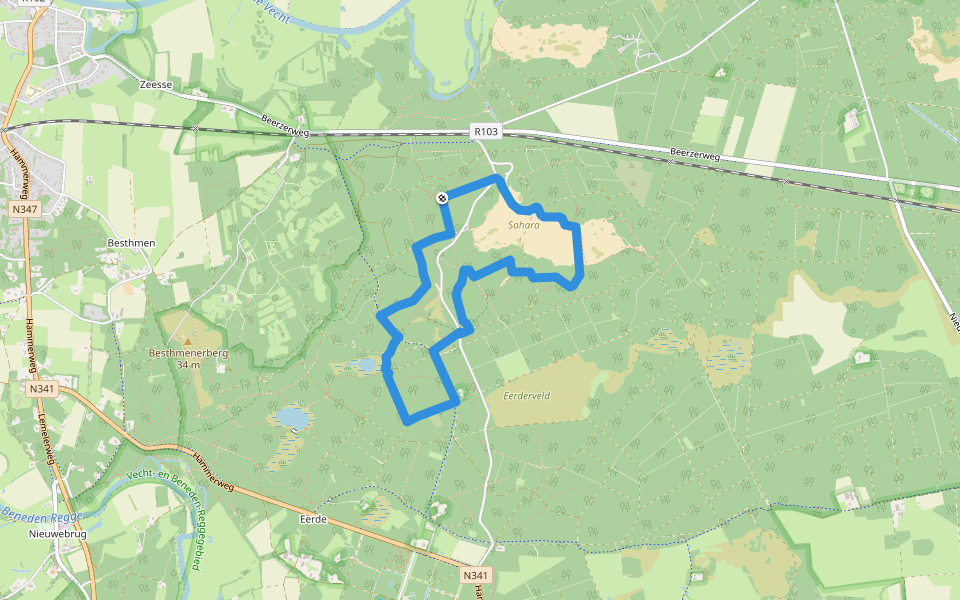 WNW Vechtdal - Sahara - rode route walking route map in Ommen