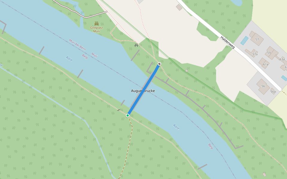 Auguetbrügg - Auguetbrügg walking route map in Belp