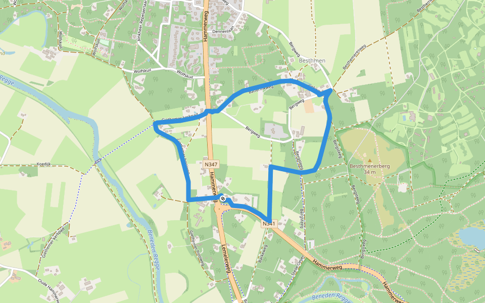 WNW Vechtdal -Besthmenermolen - oranje route walking route map in Ommen