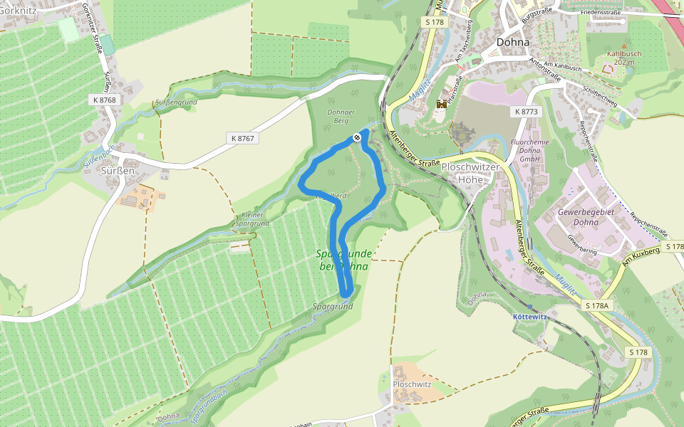 Rundweg Spargründe walking route map in Dohna