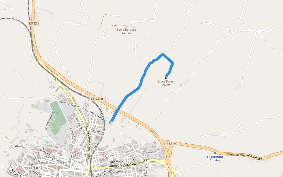 Sentiero Devozionale Croce Puleri walking route map in Canicattì