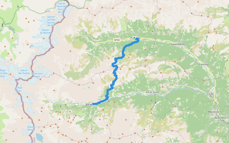 Via Alpina Blue D30 walking route map in Pialpetta
