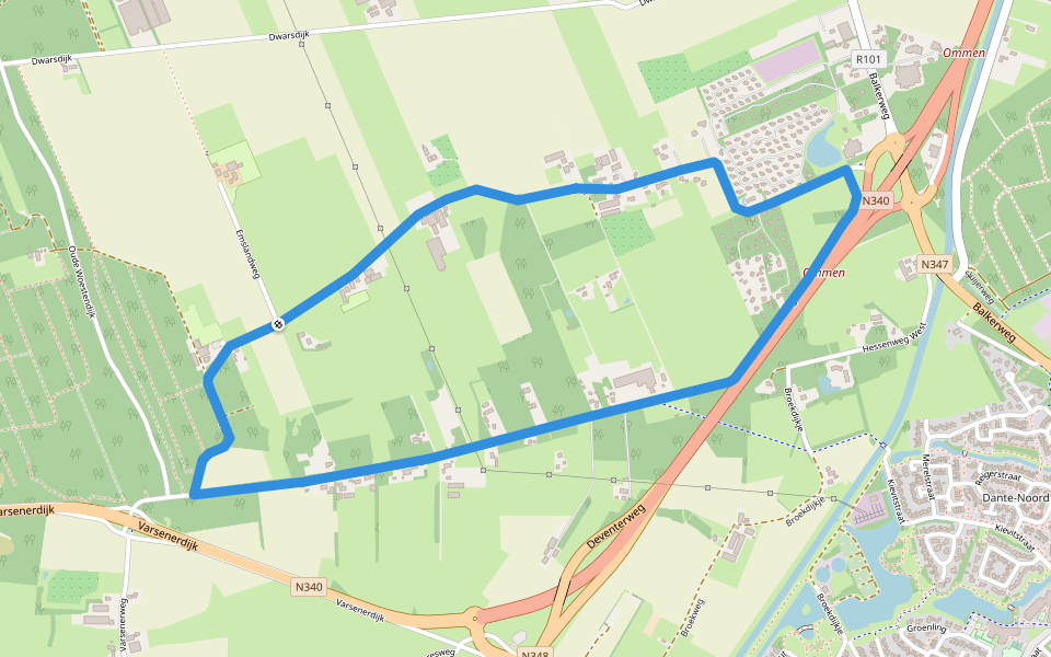 WNW Vechtdal -Varsenerveld - groene route walking route map in Ommen
