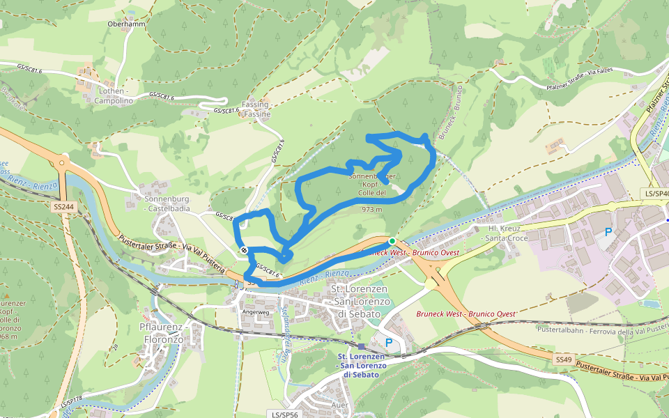 Archäologischer Wanderweg walking route map in San Lorenzo di Sebato