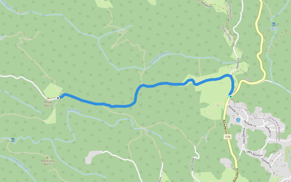 Пејар walking route map in Осеченица