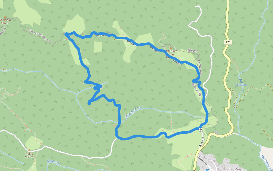 Велико брдо walking route map in Дивчибаре