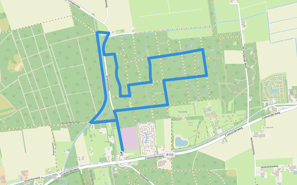 WNW Vechtdal - Stegeren - oranje route walking route map in Stegeren