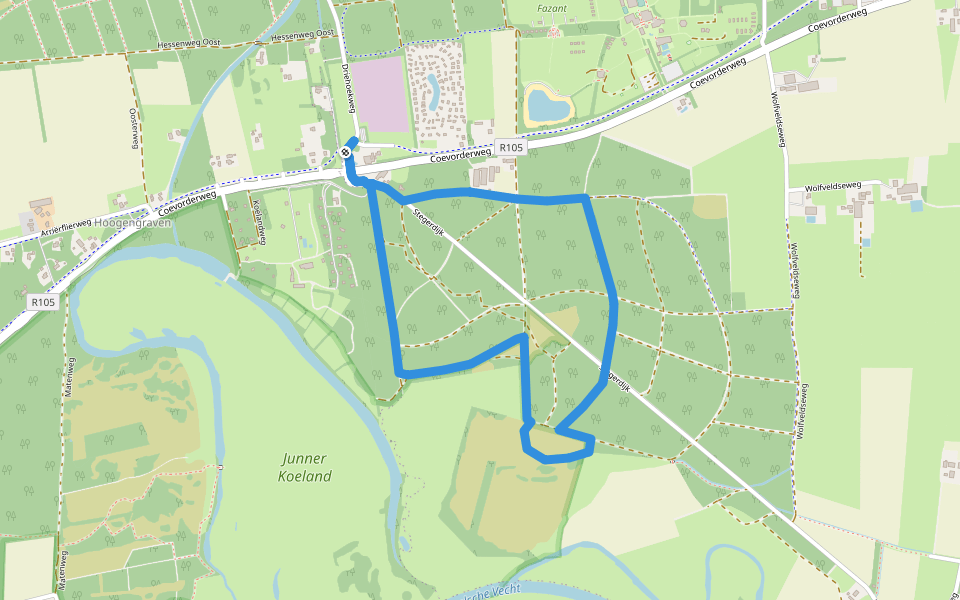 WNW Vechtdal - Stegeren -blauwe route walking route map in Stegeren