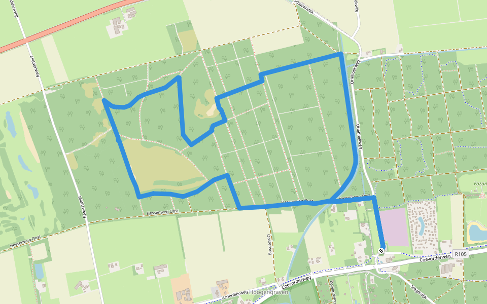 WNW Vechtdal - Stegeren -rode route walking route map in Stegeren