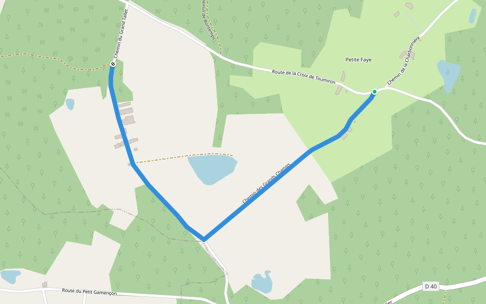 Liaison Beauronne - St-Etienne-de-Puycorbier walking route map in Beauronne