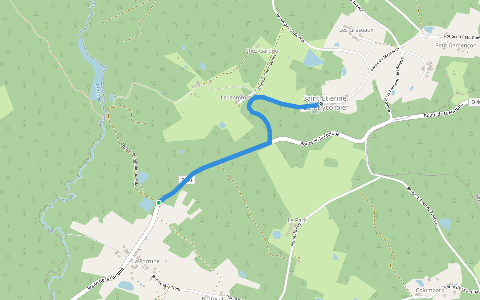 Liaison St-Front-de-Pradoux - St-Martin-l'Astier - St-Laurent-des-Hommes - La Jemaye - Echourgnac - St-Etienne-de-Puycorbier walking route map in Saint-Étienne-de-Puycorbier