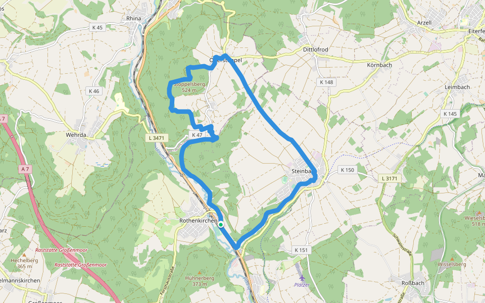 Burghaun 5 walking route map in Burghaun