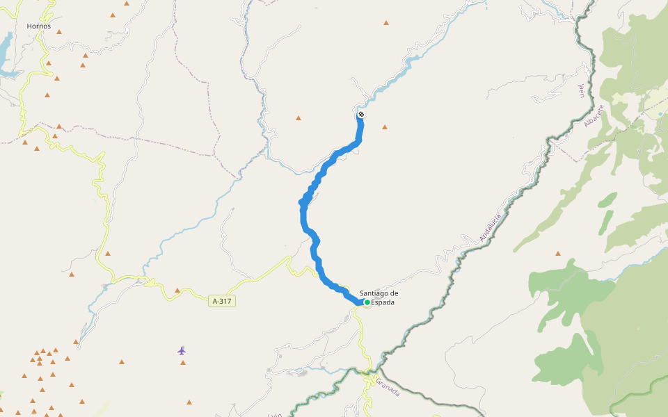 GR 147 (1/5) walking route map in Santiago de la Espada