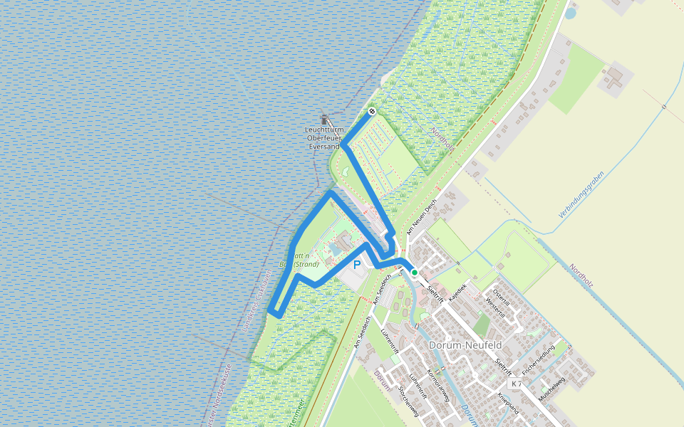 Der Sturmweg Wanderweg - Dorum-Neufeld walking route map in Wurster Nordseeküste