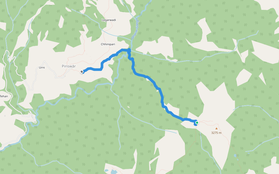 Manal - Pinswari walking route map in Balganga Range