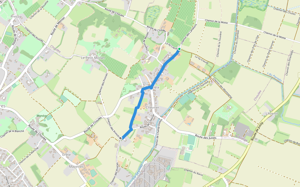 Choulex - Chevrier walking route map in Choulex