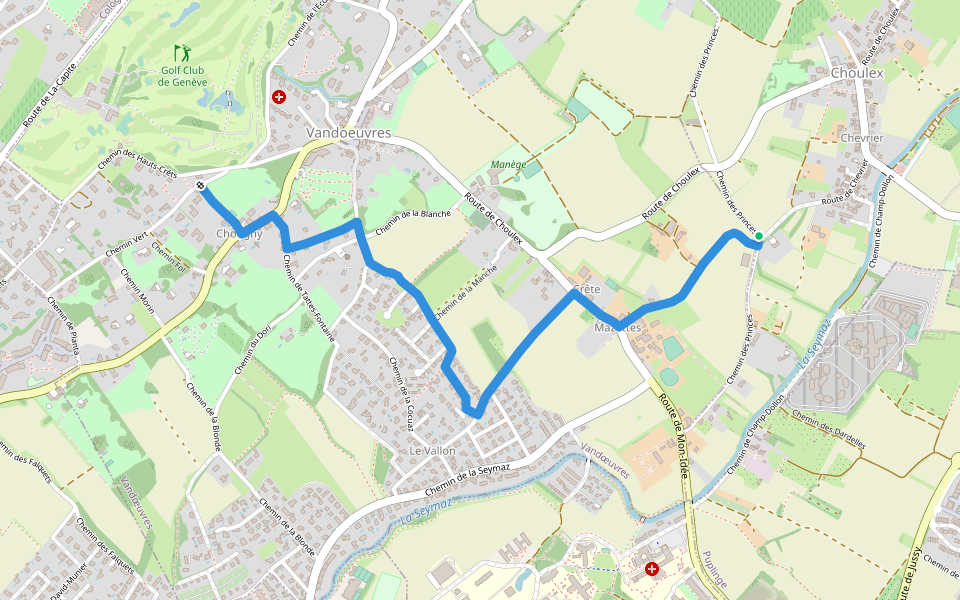 Chougny - Chevrier walking route map in Choulex