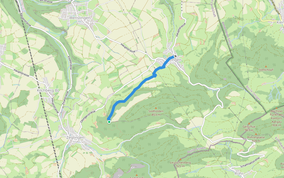Oltingen - Zigflue walking route map in Oltingen