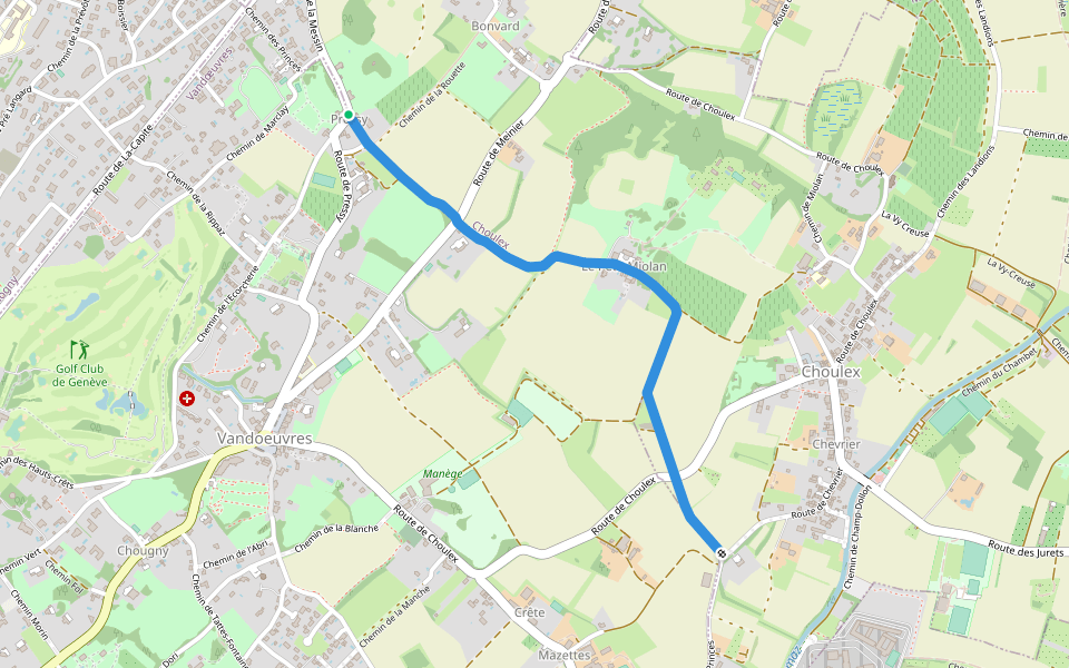 Pressy - Chevrier walking route map in Choulex