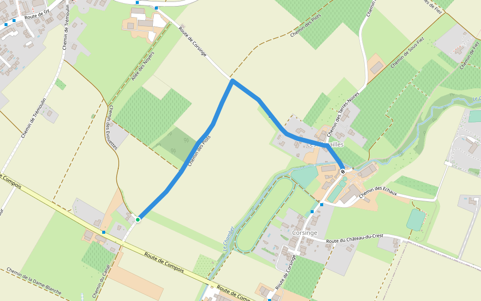 Corsinge - Compois walking route map in Meinier