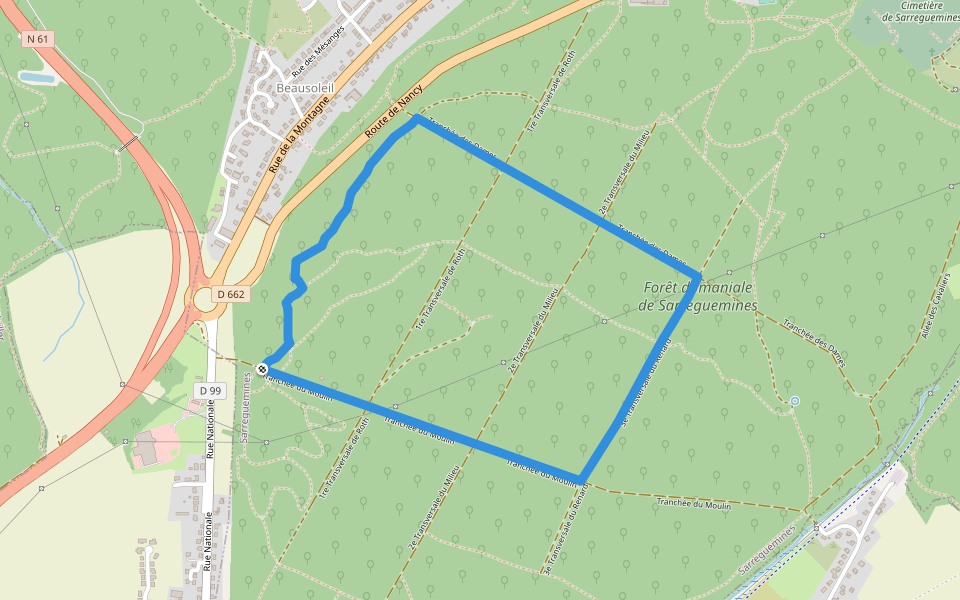 Circuit Buchholz anneau rouge walking route map in Hambach