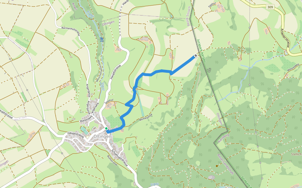 Egg - Oltingen walking route map in Oltingen