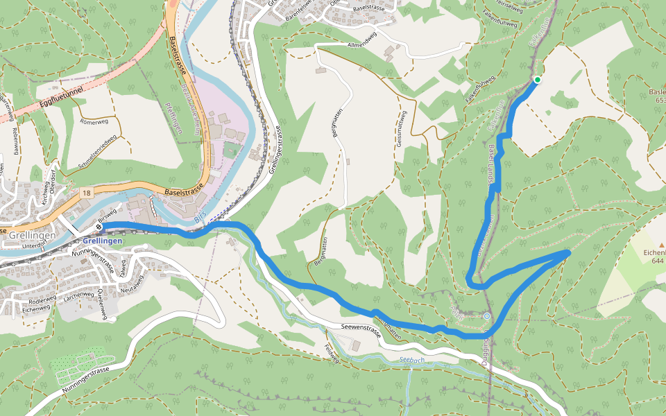 Falkenflue - Grellingen walking route map in Duggingen