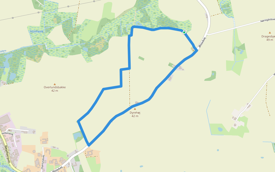 Dyrehøjsporet Main walking route map in Broby