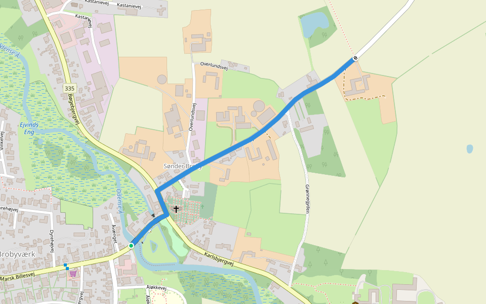 Dyrehøjsporet Approach walking route map in Broby