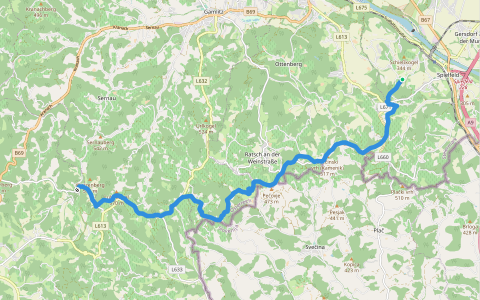 Südalpenweg 03A walking route map in Spielfeld
