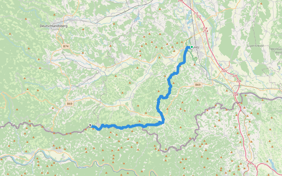 Südsteirischer Höhenweg 560 walking route map in Leibnitz