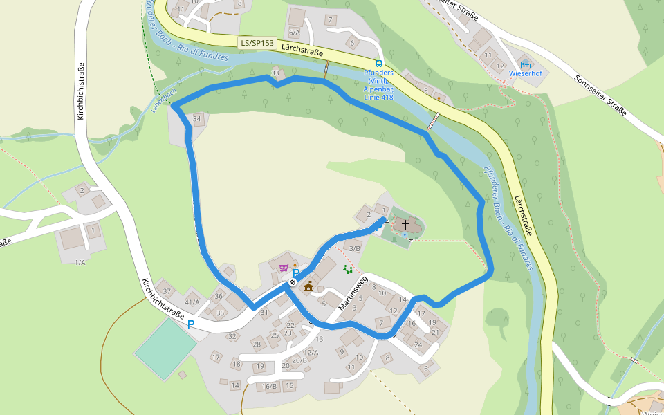 Rundweg Kirchhügel walking route map in Fundres
