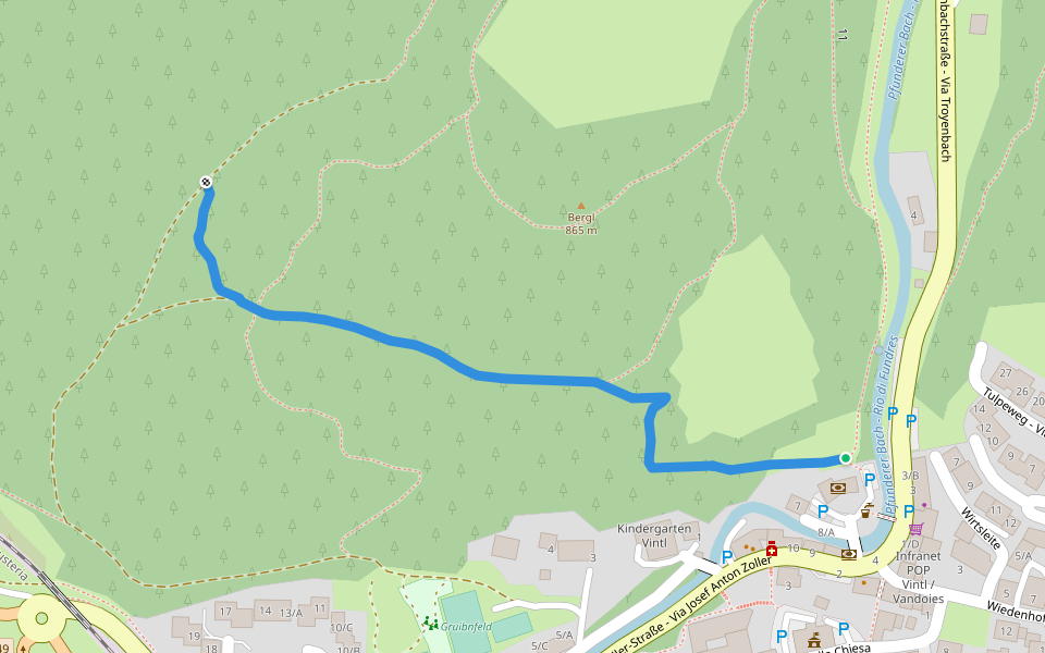 Vintl 19 walking route map in Vandoies di Sotto
