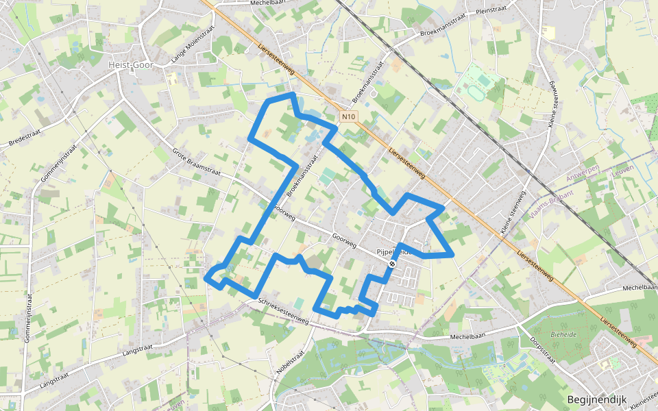 Pijpelheidepad walking route map in Heist-op-den-Berg