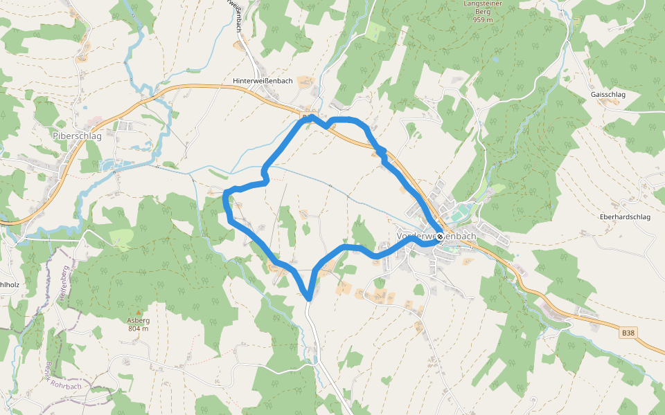 Spitzwiesrunde walking route map in Vorderweißenbach