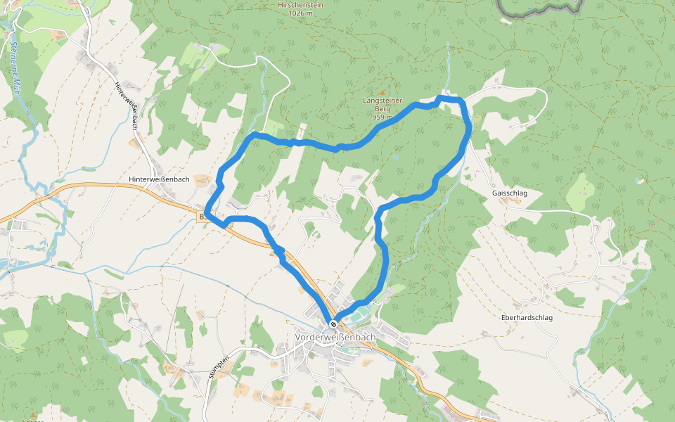 Sternwaldrunde walking route map in Vorderweißenbach