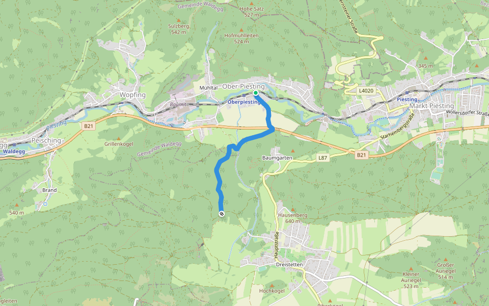 Ober-Piesting - Hohe Wand walking route map in Oberpiesting