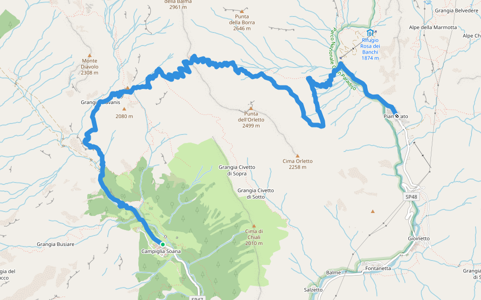 Sentiero Italia - Tappa E39A walking route map in Campiglia Soana
