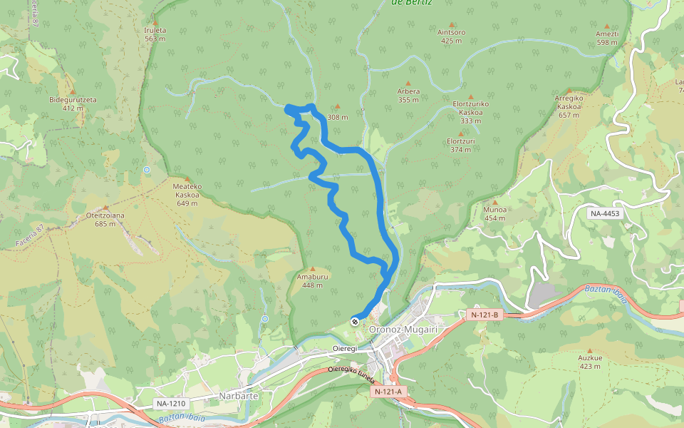 Iturburua walking route map in Oyeregui