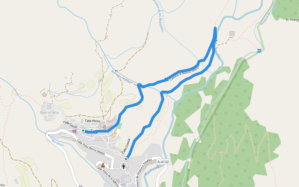 Molino Altero walking route map in Trevélez