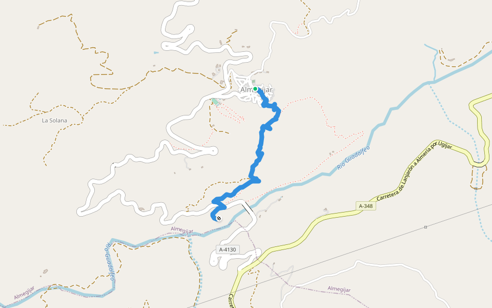 La Cuesta walking route map in Almegíjar